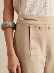 Reiss Neutral Sidney Petite Button-Detail Wide-Leg Trousers - Image 4 of 7
