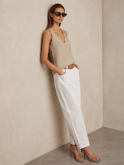 Reiss White Belinda Petite Straight Leg Turn Up Jeans - Image 1 of 7