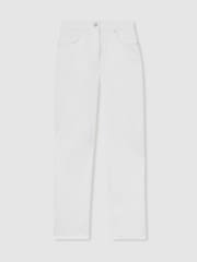 Reiss White Belinda Petite Straight Leg Turn Up Jeans - Image 2 of 7