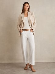 Reiss White Belinda Straight Leg Turn Up Jeans - Image 1 of 6