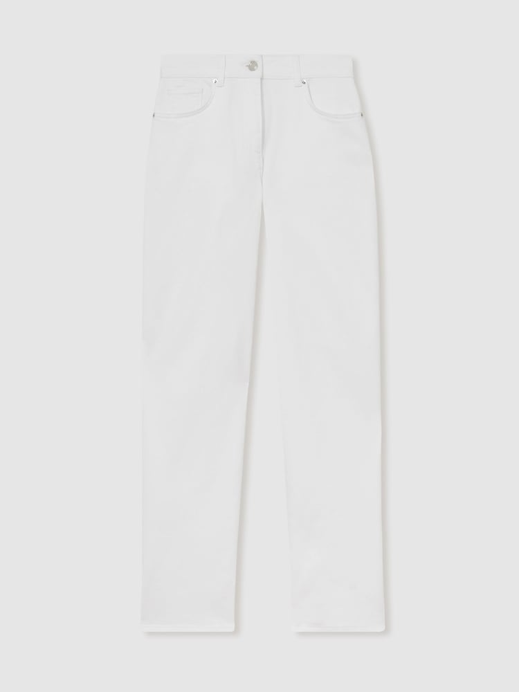 Reiss White Belinda Straight Leg Turn Up Jeans - Image 2 of 6