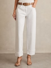 Reiss White Belinda Straight Leg Turn Up Jeans - Image 3 of 6