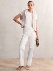 Reiss White Belinda Straight Leg Turn Up Jeans - Image 7 of 8