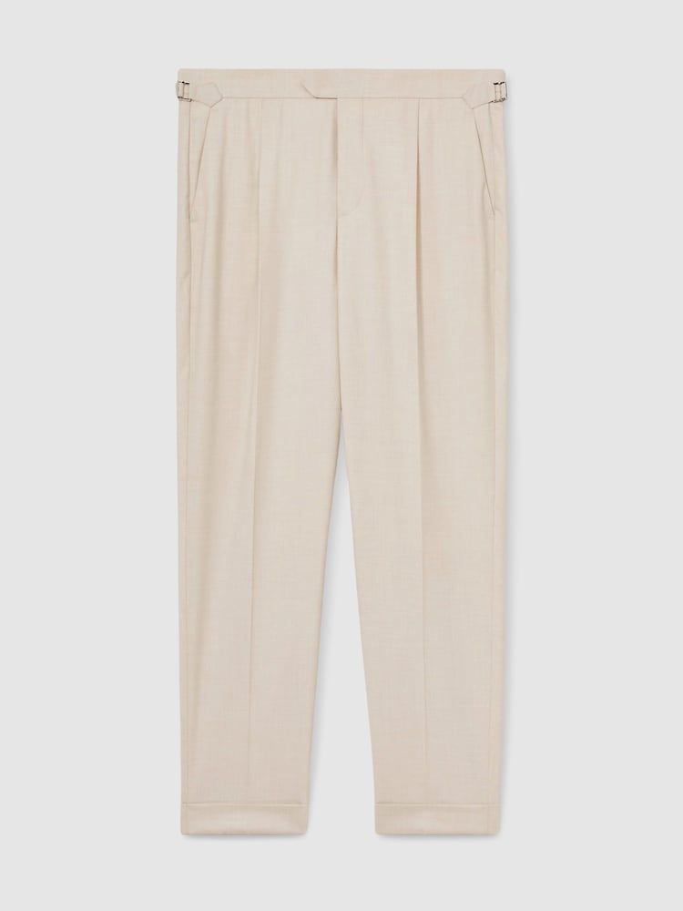 Reiss Ecru Elite Tapered Turn-Up Trousers - Image 2 of 6