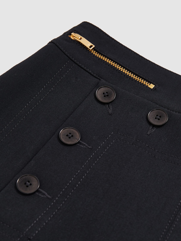 Reiss Navy Sidney Button-Detail Wide-Leg Trousers - Image 6 of 6
