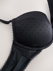 Black Push Up Pad Plunge High Shine Spot Bra - Image 7 of 9
