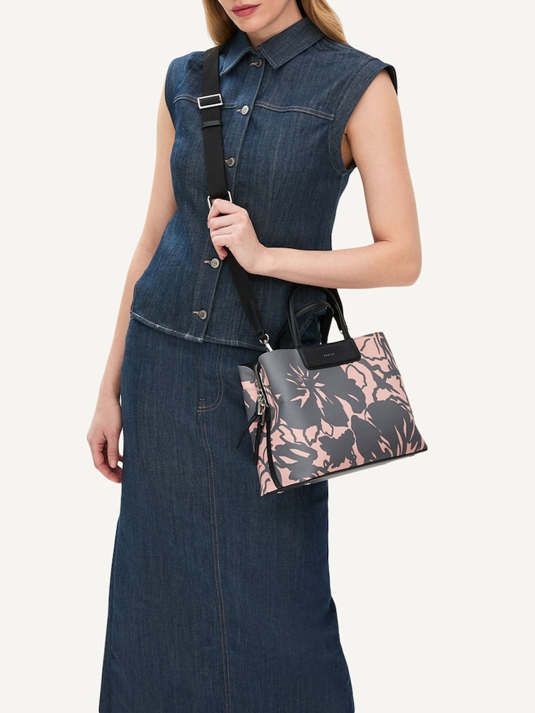 Radley Medium Southwell Gardens Floral Print Zip Top Grab Black Bag - Imagen 2 de 5