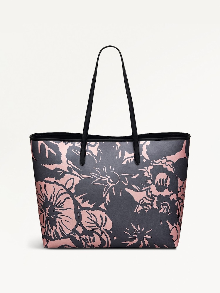 Radley Large Southwell Gardens Floral Print Open Top Black Tote Bag - Image 2 of 5