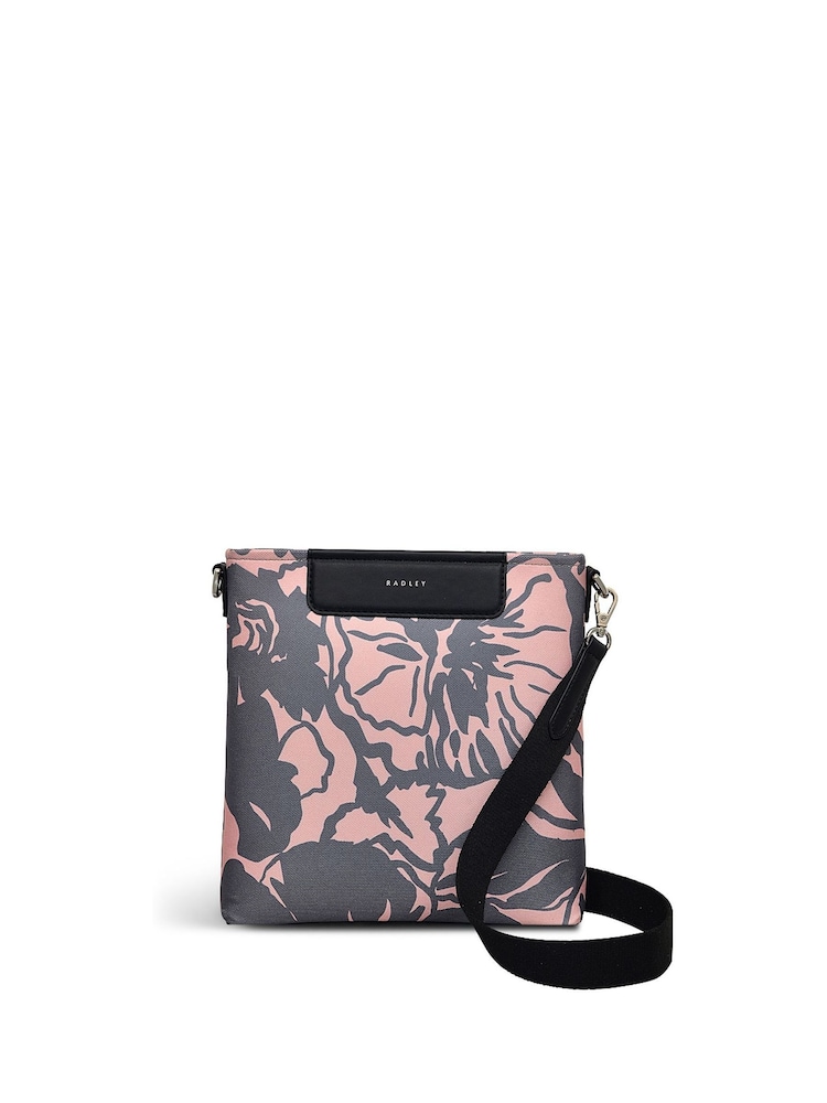 Radley Small Southwell Gardens Floral Print Zip Top Cross-Body Black Bag - Image 1 of 5