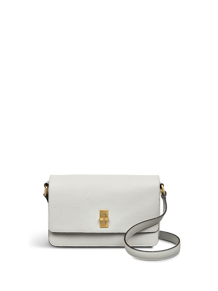 Radley Small Grey Threadneedle Street Faux Lizard Flapover Cross-Body Bag - Image 2 of 5