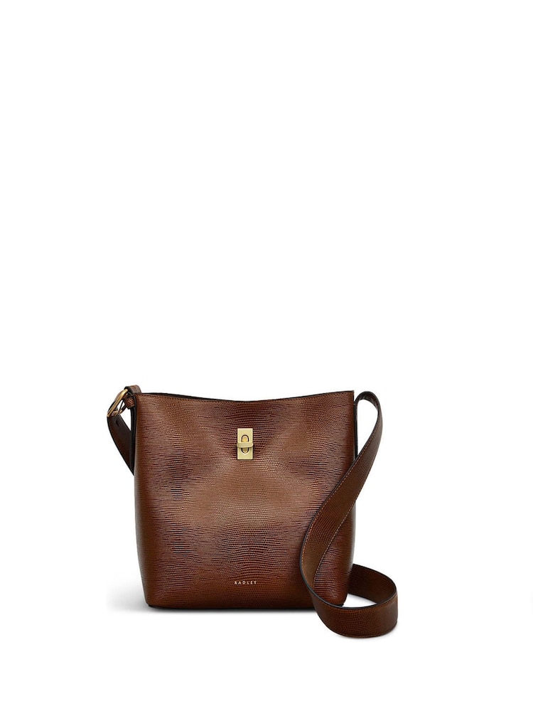 Radley Medium Threadneedle Street Faux Fur Lizard Open Top Brown Cross-Body Bag - Image 2 of 5