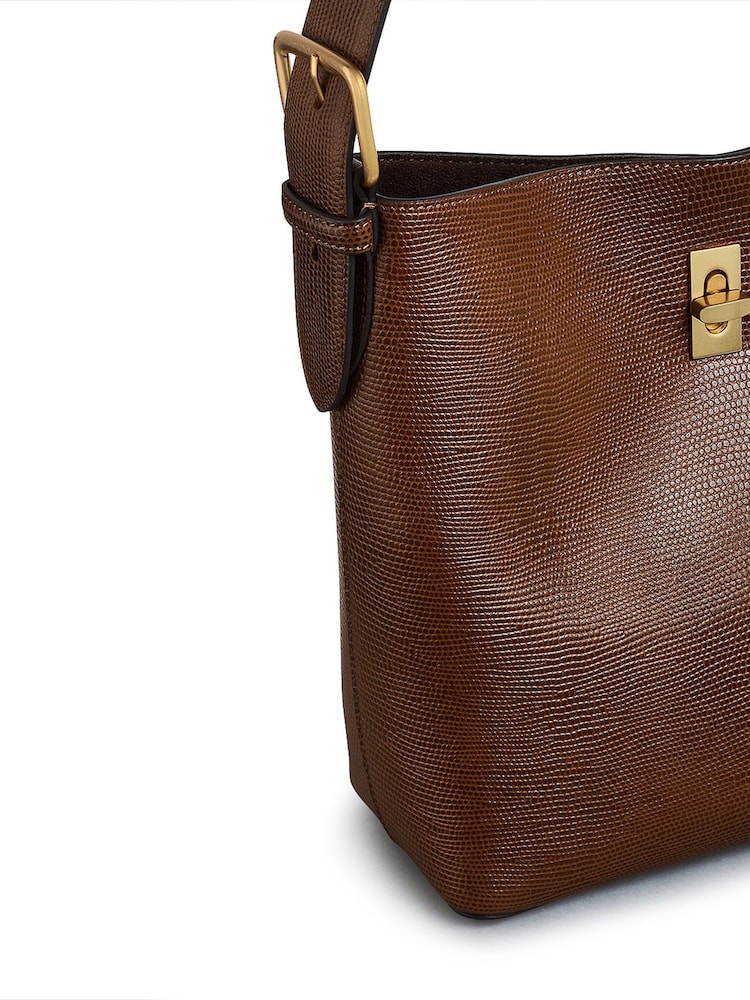Radley Medium Threadneedle Street Faux Fur Lizard Open Top Brown Cross-Body Bag - Image 5 of 5