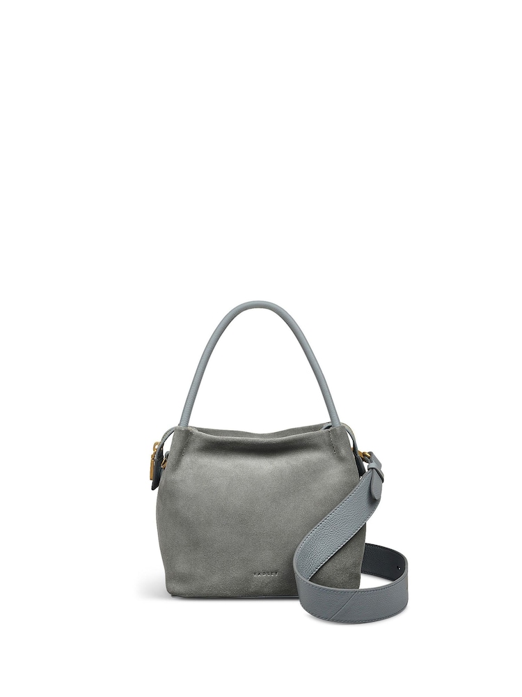 Radley Small Grey Ivydale Road Suede Zip Top Cross-Body Bag - Image 1 of 4