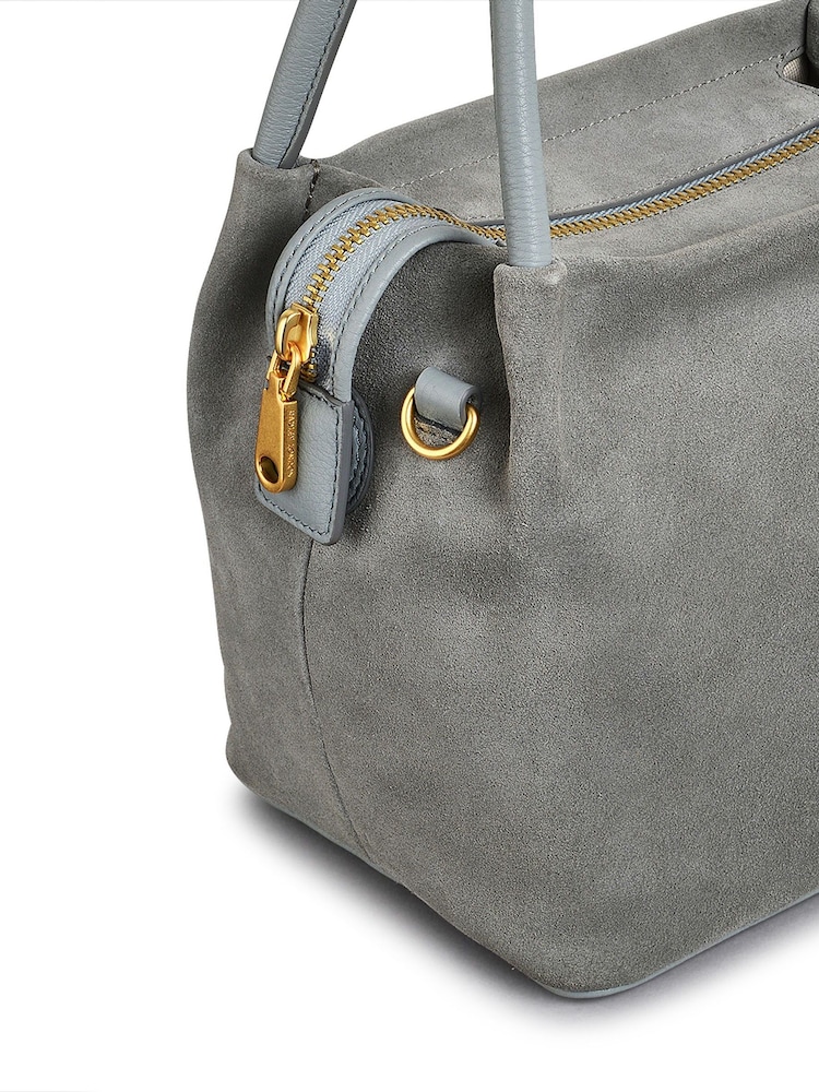 Radley Small Grey Ivydale Road Suede Zip Top Cross-Body Bag - Image 3 of 4