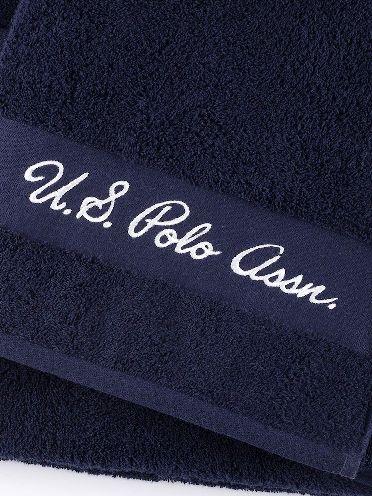 U.S. Polo Assn. Navy Iris Pure Cotton Horse Crest Towel - Image 2 of 3