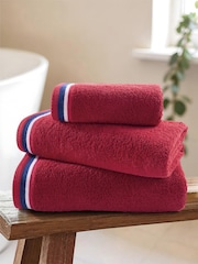 U.S. Polo Assn. Haute Red Pure Cotton Brand Stripe Towel - Image 1 of 3