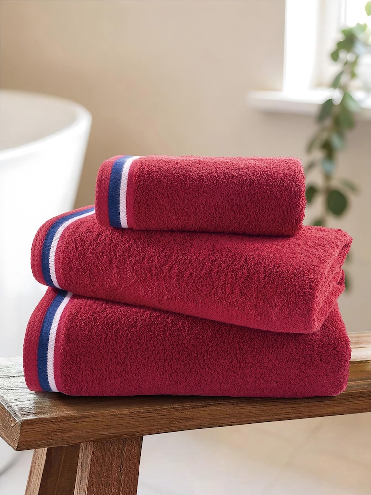U.S. Polo Assn. Haute Red Pure Cotton Brand Stripe Towel - Image 1 of 3