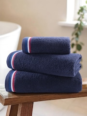U.S. Polo Assn. Navy Iris Pure Cotton Brand Stripe Towel - Image 1 of 3
