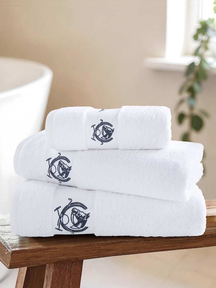 U.S. Polo Assn. Bright White Pure Cotton Horse Crest Towel - Image 1 of 3