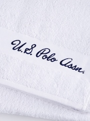 U.S. Polo Assn. Bright White Pure Cotton Horse Crest Towel - Image 2 of 3