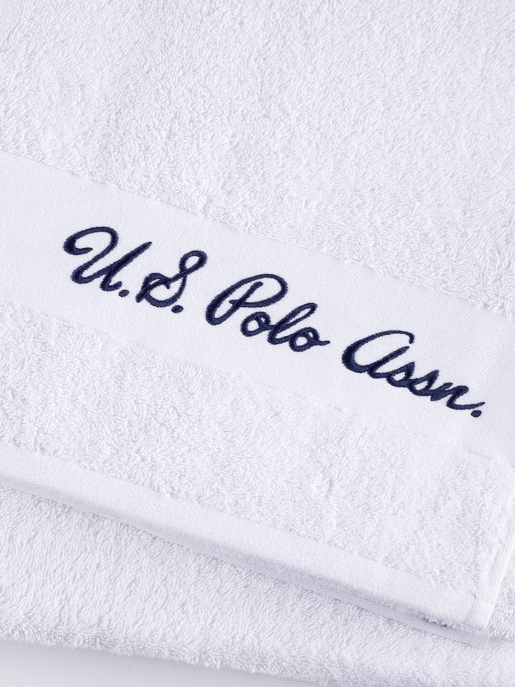 U.S. Polo Assn. Bright White Pure Cotton Horse Crest Towel - Image 2 of 3
