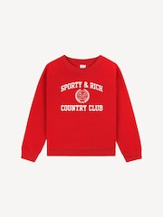 Sporty & Rich Red Kids Varsity Crest Crewneck Sweatshirt - Image 1 of 4