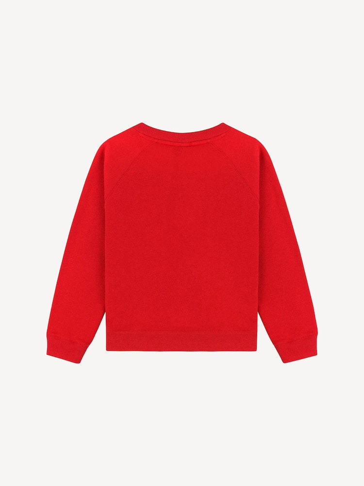 Sporty & Rich Red Kids Varsity Crest Crewneck Sweatshirt - Image 2 of 4 Sporty & Rich Red Kids Varsity Crest Crewneck Sweatshirt - Image 2 of 4