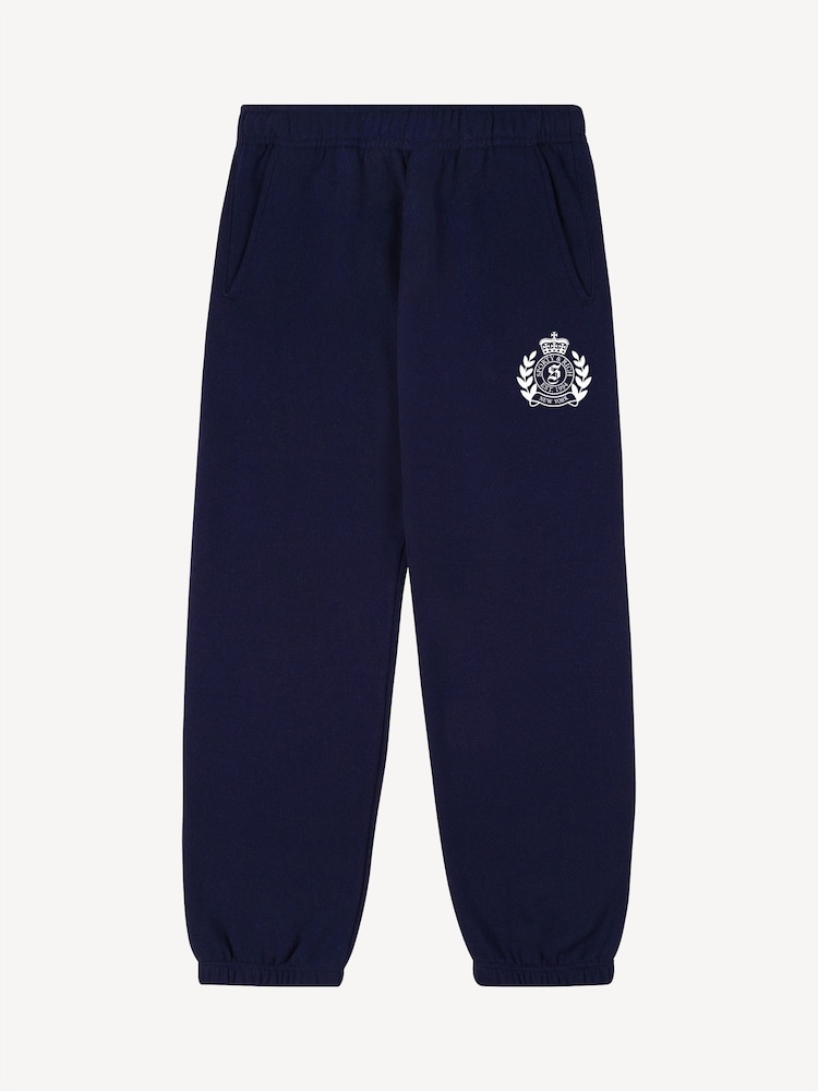 Sporty & Rich Blue Kids H&W Crest Sweatpants - Image 1 of 4