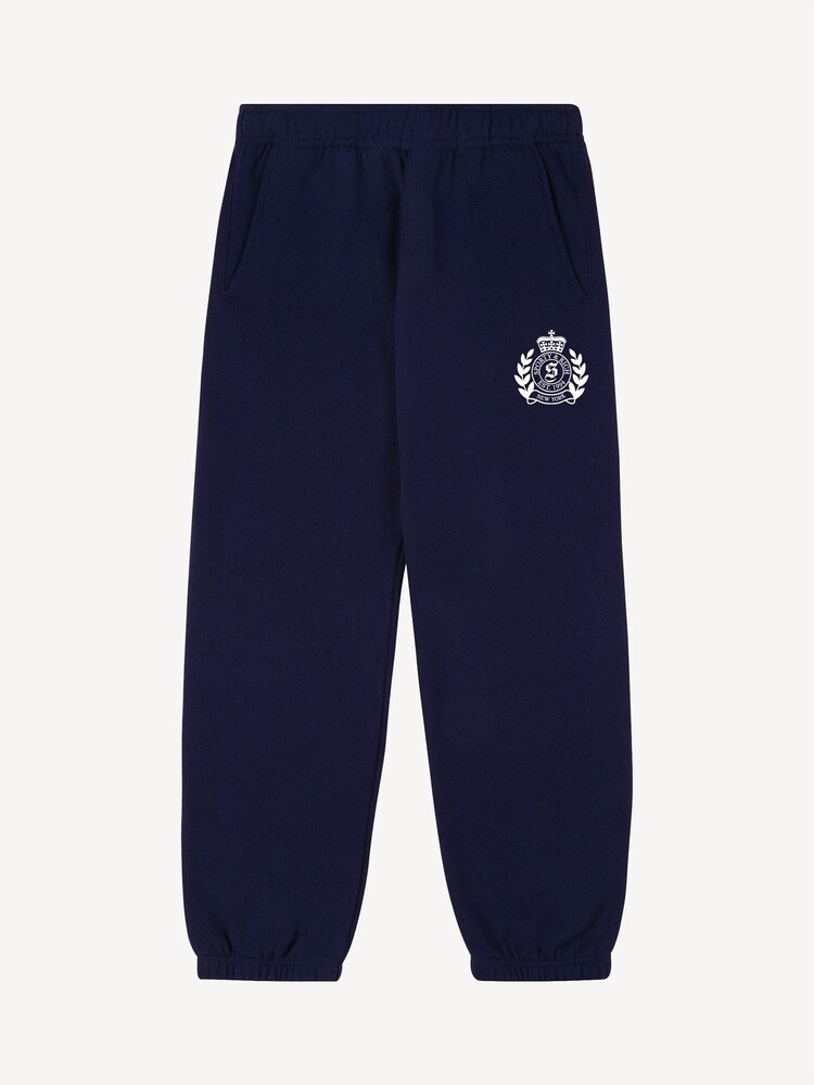 Sporty & Rich Blue Kids H&W Crest Sweatpants - Image 1 of 4 Sporty & Rich Blue Kids H&W Crest Sweatpants - Image 1 of 4