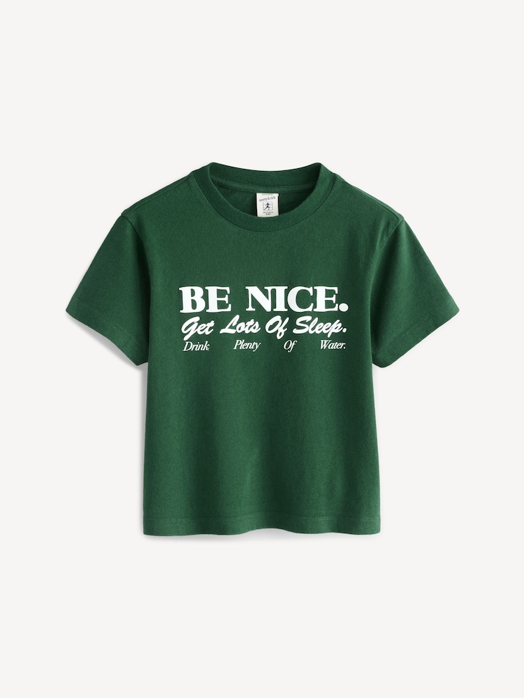 Sporty & Rich Green Kids Be Nice T-Shirt - Image 1 of 6