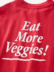 Sporty & Rich Red Kids Eat More Veggies Sweattop - Image 5 of 5