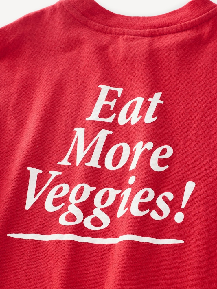 Sporty & Rich Red Kids Eat More Veggies Sweattop - Image 5 of 5