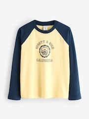 Sporty & Rich Yellow Kids California Emblem Baseball T-Shirt - Image 1 of 5