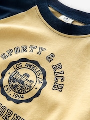 Sporty & Rich Yellow Kids California Emblem Baseball T-Shirt - Image 3 of 5