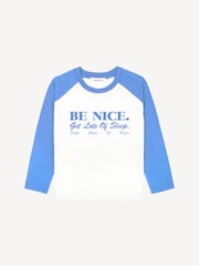 Sporty & Rich White Kids Be Nice Baseball T-Shirt - Image 1 of 4