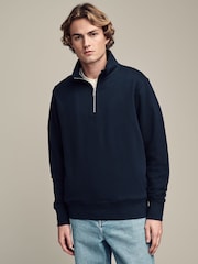 Navy Blue/Green Jersey Cotton Rich Quarter Zip Sweatshirts 2 Pack - Image 6 of 10