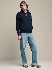 Navy Blue/Green Jersey Cotton Rich Quarter Zip Sweatshirts 2 Pack - Image 7 of 10
