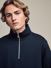 Navy Blue/Green Jersey Cotton Rich Quarter Zip Sweatshirts 2 Pack - Image 9 of 10