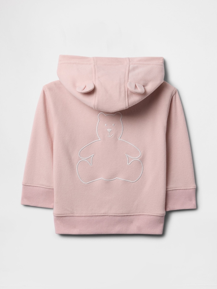 Gap Pink Vintage Soft Bear Logo Zip Hoodie (Newborn-24mths) - Image 2 of 2