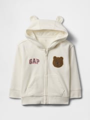 Blanco - Sudadera con capucha, diseño suave de estilo vintage y logo de oso de Gap (recién nacido - 24 meses) - Imagen 1 de 2