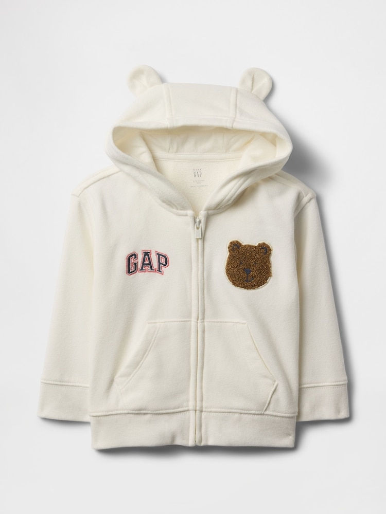 Blanco - Sudadera con capucha, diseño suave de estilo vintage y logo de oso de Gap (recién nacido - 24 meses) - Imagen 1 de 2