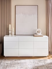 White Sloane Glass 9 Drawer Collection Luxe Chest of Drawers - Image 1 of 8