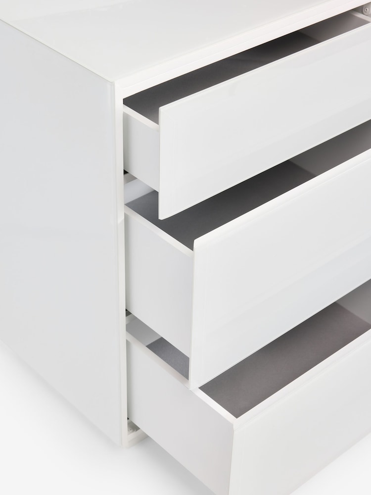 White Sloane Glass 9 Drawer Collection Luxe Chest of Drawers - Image 8 of 8