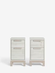 Set of 2 White Bronx Oak Effect Set of 2 Bedside Tables - Image 1 of 9