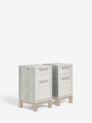 Set of 2 White Bronx Oak Effect Set of 2 Bedside Tables - Image 3 of 9