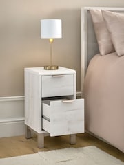 Set of 2 White Bronx Oak Effect Set of 2 Bedside Tables - Image 7 of 9