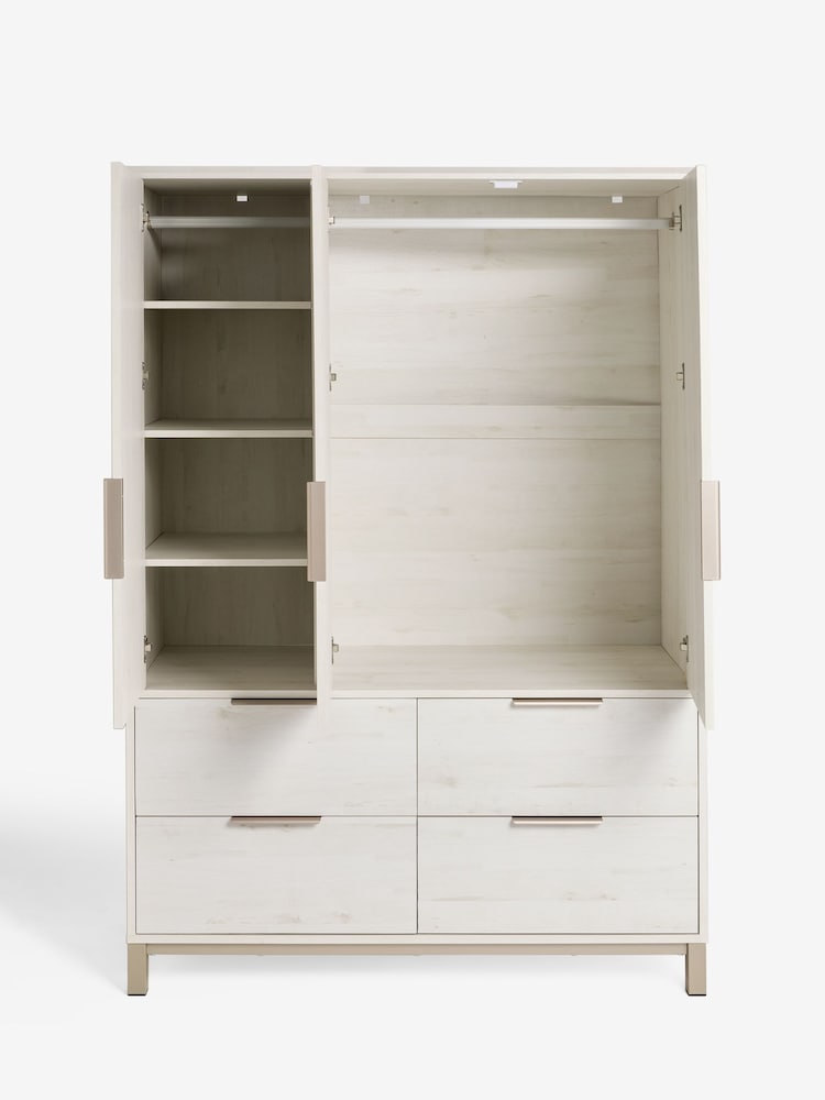 White Bronx Oak Effect Triple, 4 Drawers Wardrobe - Image 2 of 5
