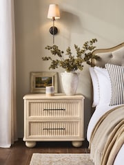 Light Natural Bourton Solid Mango 2 Drawer Wide Bedside Table - Image 1 of 10