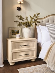 Light Natural Bourton Solid Mango 2 Drawer Wide Bedside Table - Image 2 of 10