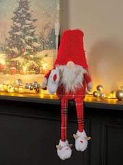 Decoris Red Tartan Christmas Gonk Large Plush Ornament - Image 1 of 2
